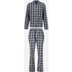 Men - White Pyjamas Gant Plaid Check Flannel Pyjamas Gift Set - Evening Blue/White