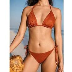 Bronze Swimwear Chelsea Peers Metallic Tie-Side Bikini Bottoms - Bronze/Brown