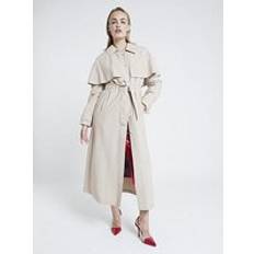 Viscose - Women Coats River Island Belted Longline Cape Trench Coat - Beige