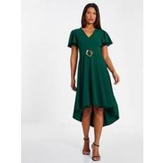 Clothing Quiz Bottle Buckle Detail Midi Dress - Green