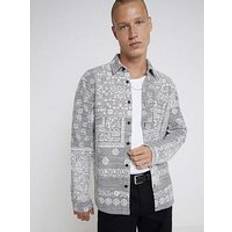 Clothing River Island Regular Fit Textured Paisley Shirt - Natural