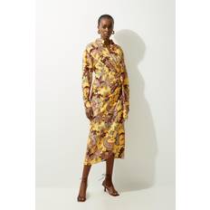 Karen Millen Midi Dresses Karen Millen Viscose Linen Woven Shirt Midi Dress - Floral
