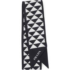 Prada Women Scarfs Prada Silk Triangle Skinny Scarf - Black