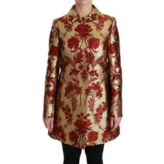Gold Coats Dolce & Gabbana Elegant Gold Floral Brocade Trench Coat Gold