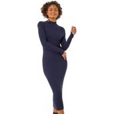 Clothing Dusk Button Detail Knitted Midi Dress - Navy