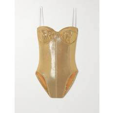 Drapeado Trajes de baño Norma Kamali Corset Mio Swimsuit - Metallic Gold