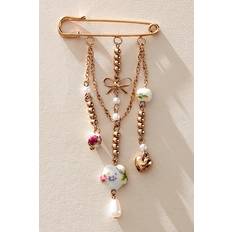 Gold Brooches Free People Happy Daze Brooch Pink/Gold/Ivory (One Size)