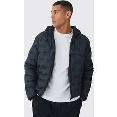 Hooded Heat Seal Quilted Jacket - Black