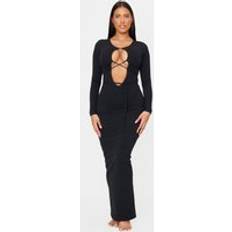 Clothing PrettyLittleThing Shape Sculpt Plunge Front Maxi Dress - Black