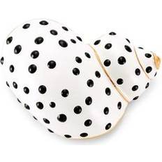 Women's Black Dotted White Enamel Snail Shell Pin White Black