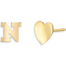 Zoe Lev 14K Yellow Gold Heart & Initial Stud Earrings N/Gold