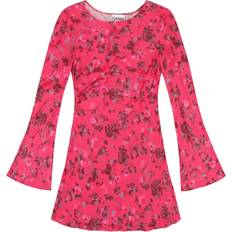 Ganni Floral Print Long Sleeve Dress - Pink