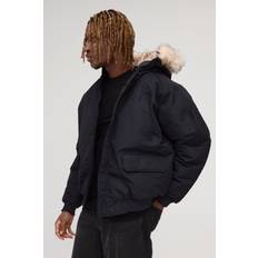 Mies - Napit Takit boohooMAN Tall Parka Mit Kapuze - Schwarz