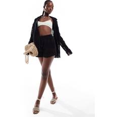 Couture Club Crochet Textured Shorts - Black