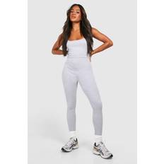 Cotton - Women Jumpsuits & Overalls boohoo Womens Cotton Rib Skinny Jumpsuit - Grey