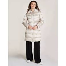 Calvin Klein Women Coats Calvin Klein Padded Satin Drawstring Coat - Gray Morn