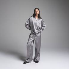 Silk Pajamas SKIMS Oversized Long Pajama Set - Grey