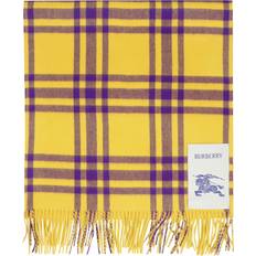 Burberry Checked Cashmere Scarf - Yellow