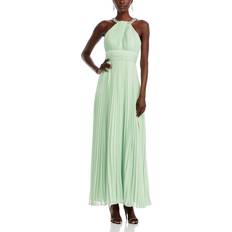 Eliza J Embellished Halter Neck Pleated Dress - Sage