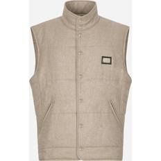 Dolce & Gabbana Beige Vests Dolce & Gabbana Padded Cashmere Vest Man Beige