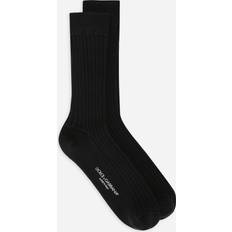 Dolce & Gabbana Men Socks Dolce & Gabbana Ribbed Cotton And Wool Socks Black