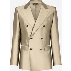 Dolce & Gabbana Beige Suits Dolce & Gabbana Shantung Silk Double-breasted Sicilia-fit Suit Beige Silk