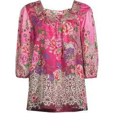Johnny Was Ennoki Printed Silk Blouse - Pink Lace