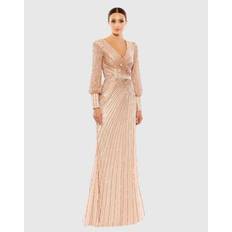 Copper - Evening Gowns Dresses Mac Duggal Sequined Wrap Over Bishop Sleeve Gown