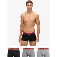 Superdry Underwear Superdry Stretch Organic Cotton Trunks Pack - Grey/Black