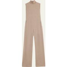 Wool Jumpsuits & Overalls Ralph Lauren Collection Turtleneck Wide Leg Melange Wool Jersey Jumpsuit - Grey