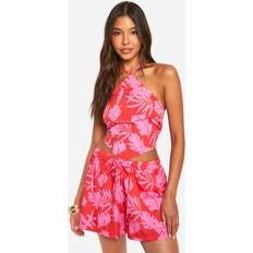 Boohoo M Shorts boohoo Printed Flowy Shorts - Red