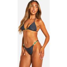 Grey Bikini Bottoms boohoo Womens Beaded Tanga Bikini Briefs - Grey