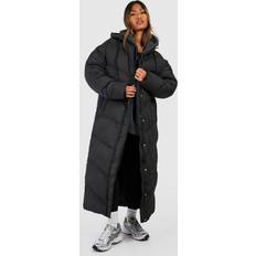 Boohoo Down Coats & Padded Coats boohoo Womens Hooded Quilt Detail Maxi Puffer - Black