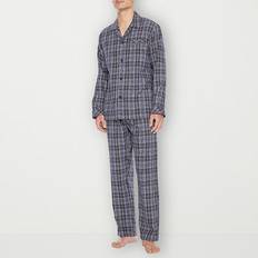 Men - Rayon Sleepwear Residence Flannel Long Sleeve Pant Pajama Set - Black