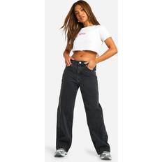 boohoo High Waisted Boyfriend Jeans - Black