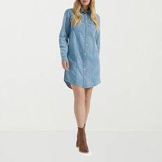 Wrangler Women Dresses Wrangler Womens Long Sleeve Shirt Dress - Blue