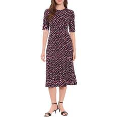 Dresses London Times Print Matte Jersey A-Line Dress - Black/Orchid