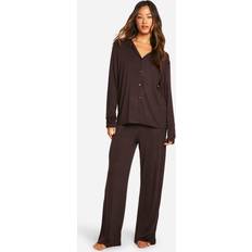 Brown - Women Pyjamas boohoo Tall Long Sleeve Pajama Set - Brown