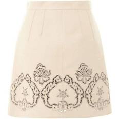 Dolce & Gabbana Beige Skirts Dolce & Gabbana Laser-cut Leather Skirt Beige