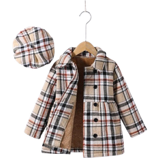 Checkered Outerwear Shein Checkered Long Sleeve Jacket for Little Girls