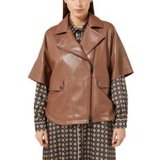 Bronze Jackets Marina Rinaldi Faux Leather Short Sleeve Moto Jacket - Bronze