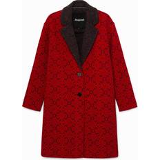 Röda Kappor & Rockar Desigual Long Tricot Coat - Red