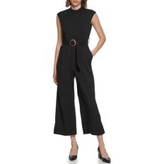 Calvin Klein Women Jumpsuits & Overalls Calvin Klein Belted Scuba Crepe Jumpsuit - Black