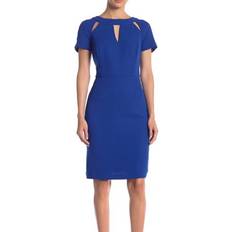 Shani Keyhole Crepe Dress - Blue