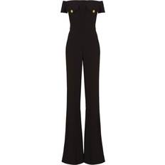 Balmain Jumpsuits & Overalls Balmain Off-Shoulders Flare Crepe Jumpsuit - Black