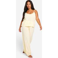 Yellow Pajamas boohoo Plus Pointelle Cami Pants Set - Yellow