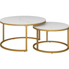 Vicco Montreal White/Gold Coffee Table 77cm 2pcs