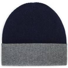 XXL Beanies Brunello Cucinelli Cashmere Double Knit Ribbed Beanie - Navy Blue