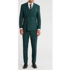 Green Suits Gino Vitale Slim Fit Double Breasted Suit - Hunter Green