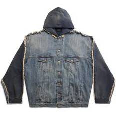 Balenciaga Men Outerwear Balenciaga Paris Hybrid Hooded Jacket Cotton - Blue